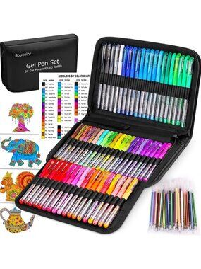 Vibrant 120 Gel Pens Set for Adult Coloring, Art Markers & Crafting Supplies